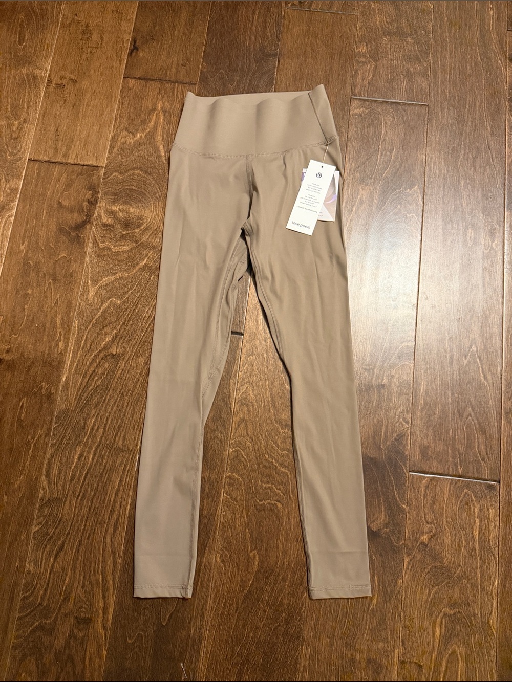 High-Waist Taupe Leggings with Wide Support Waistband